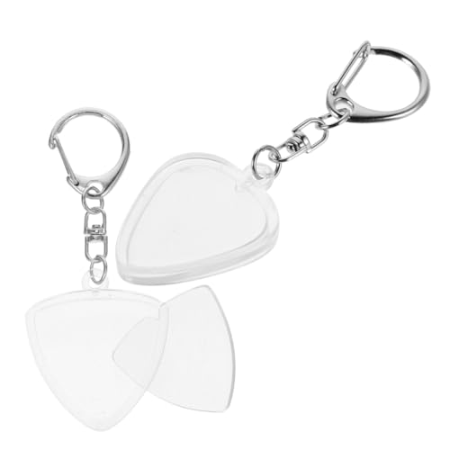 CLISPEED 2 Stück Plektrumkoffer Organizer für Gitarrenplektren Mini -Gitarren -Pick -Halter Guitar Pick Halter Keychain Organisator der Gitarrenpickel Plektrum Anhänger Metall Transparent von CLISPEED
