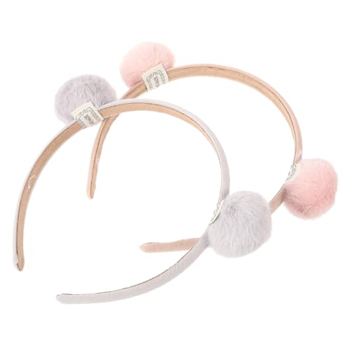 CLISPEED 2 Stück Plüsch Ball Haarreif für Rosa und Süße Haarschmuck Accessoires für Partys und Cosplay Leicht und Rutschfest und Einprägsam von CLISPEED