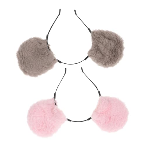 CLISPEED 2 Stück Plüsch Haarreif Hamster Ohren Stirnband Kuscheliges Tierkostüm Zubehör für Mädchen Cosplay Party Geburtstag Halloween von CLISPEED