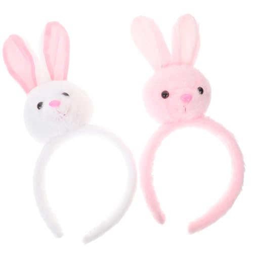 CLISPEED 2 Stück Plüsch Hasenohren Haarreif Teiliges Weiche Bunny Hairbands für Ostern Party Bequemes Kostümzubehör mit Rosa und Weißem Kaninchen Ohr Kopfschmuck für Damen von CLISPEED