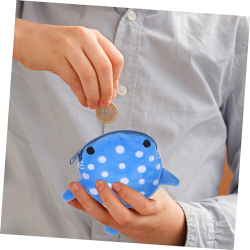 CLISPEED 2 Stück Plüsch Shark Münzbeutel mit Reißverschluss Weiche Geldbörse Niedliche Kleine Portemonnaies für Mädchen und Jungen Tragbare Schlüssel und Kleingeldtasche Blau von CLISPEED