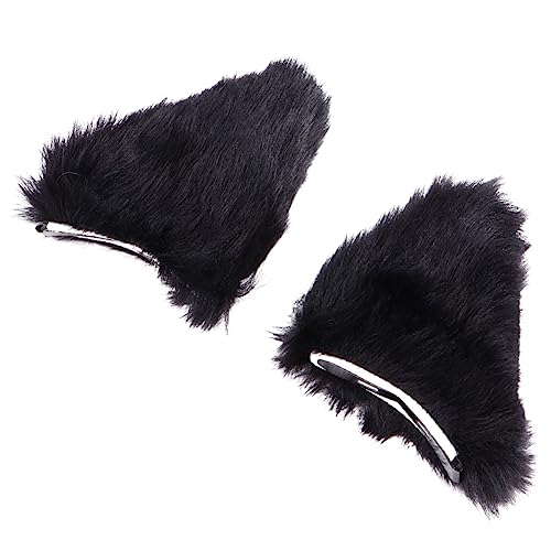 CLISPEED 2 Stück Plüschige Katzenohren Haarspangen Schwarz Weiche Haarklammern Masquerade Headdress für Mädchen Frauen Party Halloween Cosplay Alltagsdeko von CLISPEED
