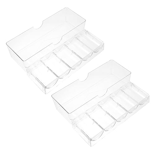 CLISPEED 2 Stück Poker Chips Aufbewahrungstablett Teilig mit Deckeln Fächer Organizer für Chips Transparenter Leichter Kratzfest für Pokerabende und Reisen von CLISPEED