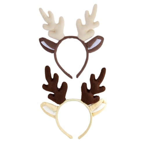 CLISPEED 2 Stück Rentier Geweih Haarreifen aus Langlebigem Material Komfortabel und Rutschfest Festliches Weihnachts und Faschings Accessoire für Damen Party und Karnevalsschmuck in und von CLISPEED