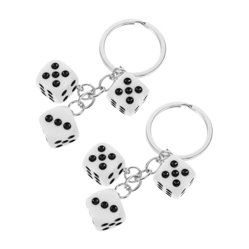 CLISPEED 2 Stück Resin Würfel Schlüsselanhänger Weiß Einzigartiger Charms Anhänger für Tasche Rucksack oder Schlüssel Stylisches Accessoire für Gamer und Würfelliebhaber von CLISPEED