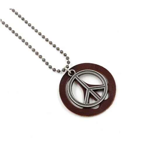 CLISPEED 2 Stück Retro Peace Sign Halskette Modischer Pulloverkette Anhänger Unisex Schmuck mit Langlebiger Verarbeitung Einzigartiges Design für Damen und Herren Braunfarben von CLISPEED