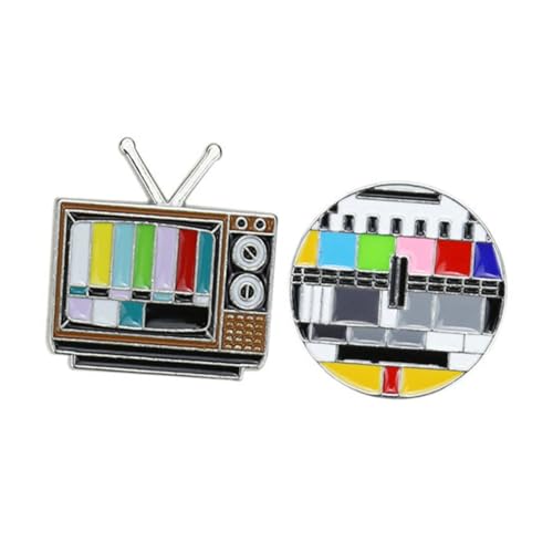 CLISPEED 2 Stück Retro Tv kanal Anstecknadel Kreative Brosche im Vintage stil Farbenfrohe Cartoon broschen Kleine Geschenkidee Modische Schmuck dekoration für Kleidung und Accessoires von CLISPEED
