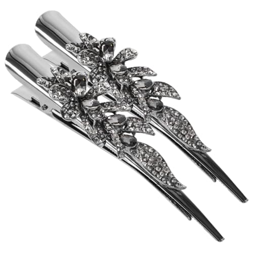 CLISPEED 2 Stück Rhinestone Haarklammer Metall Haarklammern mit Funkelnden Strasssteinen Eleganter Haarschmuck für Damen Sicherer Geeignet für Alltag und Hochzeit Praktische Entenklammern von CLISPEED