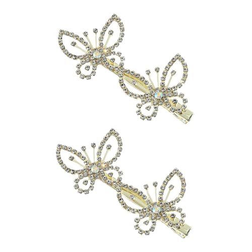CLISPEED 2 Stück Rhinestone Schmetterlings Haarklammern Filigrane Haarspangen mit Funkelnden Kristallen Eleganter Haarschmuck für Damen und Mädchen Geeignet für Alltag und Festtagsfrisuren von CLISPEED