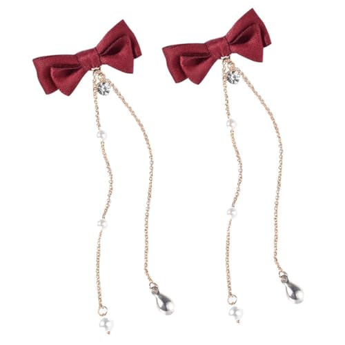 CLISPEED 2 Stück Rote Haarschleifen Haarspangen mit Quasten Damen Haarclip Haarschmuck für Mädchen Alltag und Festtagslook CLISPEED 2 Stück Rote Haarschleifen Haarspangen mit Quasten Damen Haarclip Haarschmuck für Mädchen Alltag und Festtagslook von CLISPEED