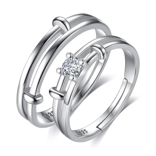 CLISPEED 2 Stück Silber Damen Herren Schlichtes Design Langlebiges Material Geeignet für Verlobung Hochzeit Jahrestag Stilvolles Schmuckgeschenk von CLISPEED