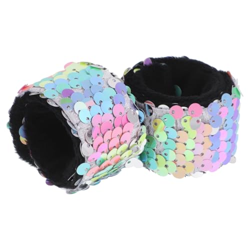CLISPEED 2 Stück Slap Bracelets mit Pailletten Bunte Schnapparmbänder für Mädchen als Partygeschenk Modisches Wristband Langlebig und Glänzend für Geburtstage und Festtage von CLISPEED