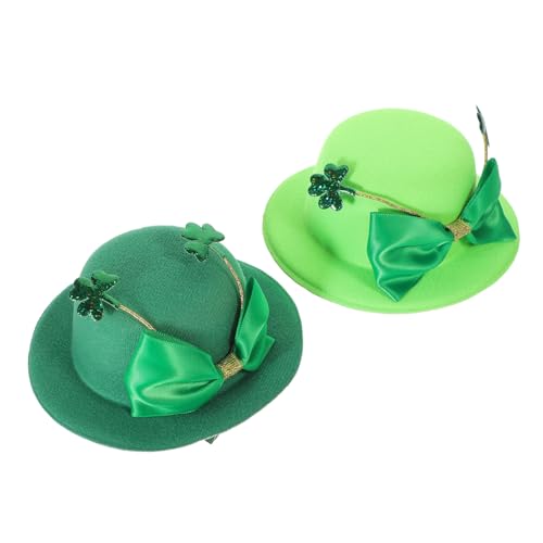 CLISPEED 2 Stück St Patrick's Day Mini Haarspangen Kleeblatt Hut Haarklammer Leichtes Langlebiges Festival Accessoire für Damen Karneval Kostüm Party von CLISPEED
