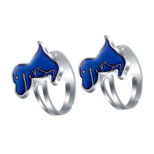 CLISPEED 2 Stück Stimmungsringe Dinosaurier Design Farbwechselring Verstellbar Schmuck Accessoires für Jungen und Mädchen Temperaturabhängige Farbänderung Bequem und Langlebig von CLISPEED