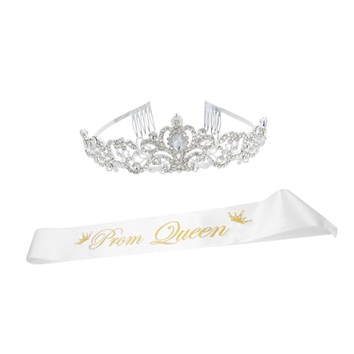 CLISPEED 2 Stück Stirnband-set Prom Queen Schärpe Junggesellin Braut- Abschlussballkönigin-schärpe Und Krone Für Mädchen Abschlussballkönigin-halloween-schärpe Brautschärpe Legierung Silber CLISPEED 2 Stück Stirnband-set Prom Queen Schärpe Junggesellin Braut- Abschlussballkönigin-schärpe Und Krone Für Mädchen Abschlussballkönigin-halloween-schärpe Brautschärpe Legierung Silber von CLISPEED
