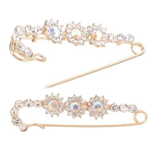 CLISPEED 2 Stück Strass Broschen Metall Anstecknadeln Vintage Stil für Kleidung Damen Schmuck Accessoire Kleidungsbrosche Modisch Elegant Robust von CLISPEED