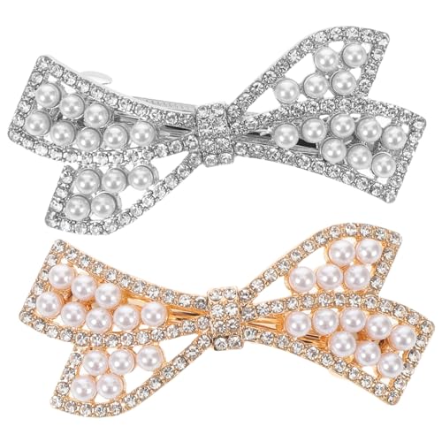 CLISPEED 2 Stück Strass Haarklammer mit Künstlicher Perle Federnde Haarklammer Sicherer Halt Leichter Schmuck für Braut Hochzeit Party und Alltag Elegante Haarschmuck Accessoires von CLISPEED