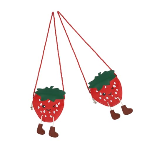 CLISPEED 2 Stück Strawberry Crossbody Bag für Teiliges PU Schultertaschen mit Verstellbarem Gurt Leichte und Strapazierfähige Umhängetaschen für Kleine Mädchen Süße Früchte Handtaschen von CLISPEED