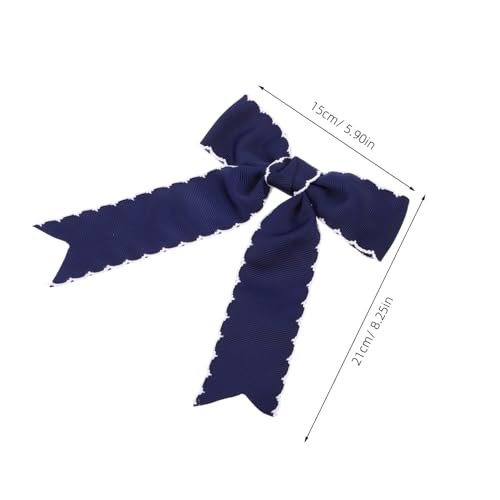 CLISPEED 2 Stück Teiliges Blaue Haarspangen mit Langem Ribbon Bowknot Gerippte Haarclips für Mädchen Leichte Komfortable Haarschleifen für Alltag und Festliche Anlässe von CLISPEED