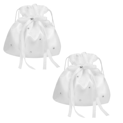 CLISPEED 2 Stück Teiliges Brauttaschen Stoff Kordelzug Beutel Geräumige Braut Clutch für Hochzeit Stilvolle Abendtasche Praktische Geldbörse für Brautjungfern und Gäste Design für Festliche von CLISPEED
