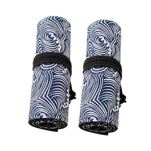 CLISPEED 2 Stück Teiliges Canvas Rollmäppchen mit Großem Fassungsvermögen Bedrucktes Federmäppchen für Stifteaufbewahrung Praktische Stiftemappe für Studenten und Künstler Robust und von CLISPEED