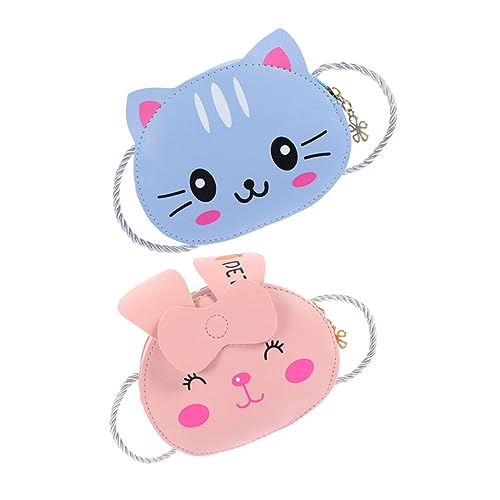 CLISPEED 2 Stück Teiliges Crossbody Süße Cartoon Schultertaschen für Mädchen mit Verstellbarem Riemen Kompakte Mini Umhängetaschen in Rosa und Blau für Kleine Mädchen von CLISPEED