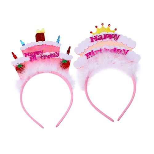 CLISPEED 2 Stück Teiliges Geburtstagsparty Haarreif Niedlicher Cake Design Haarschmuck Leicht und Bequem Bunte Stirnbänder für Mädchen für Feier Cosplay und Partyaccessoire von CLISPEED