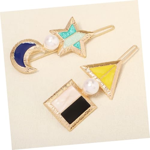 CLISPEED 2 Stück Teiliges Geometrische Haarspangen mit Perlen Kleine Stern Mond designs Modische Haarklammern für Damen Vielseitige Accessoires für Alltag und Besondere Anlässe von CLISPEED