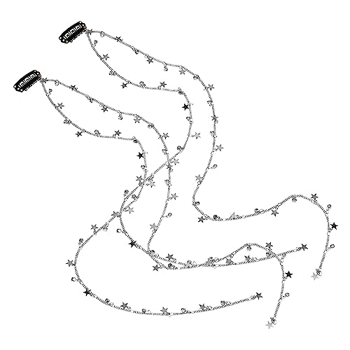CLISPEED 2 Stück Teiliges Haarschmuck mit Sternanhängern Leichte Haarketten aus Robustem Legierungs Material Haarclips für Flechten Stilvolle Haarverlängerung für Teenager Mädchen von CLISPEED