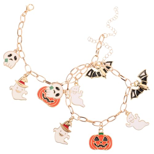 CLISPEED 2 Stück Teiliges Halloween Armband Legierung mit Tropföl Pendeln Fledermaus Muster Halloween Schmuckaccessoires für Kostümpartys Feiern von CLISPEED