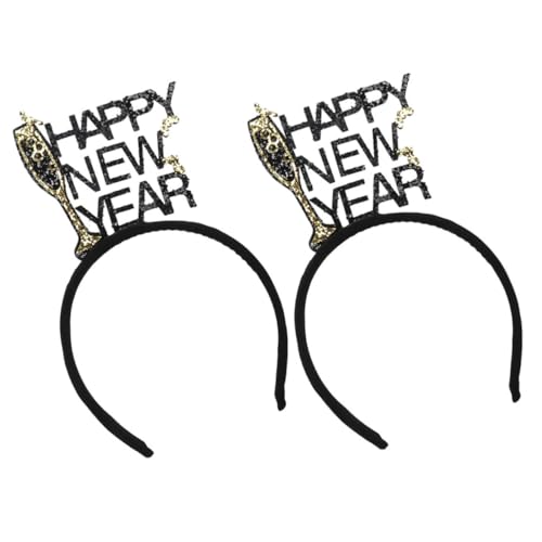 CLISPEED 2 Stück Teiliges Happy Year Stirnband mit Glitzer Haarschmuck für Damen Mädchen Neujahrs Party Dekoration Leicht Angenehm zu Tragen Modisches Accessoire für Festliche Feiern von CLISPEED