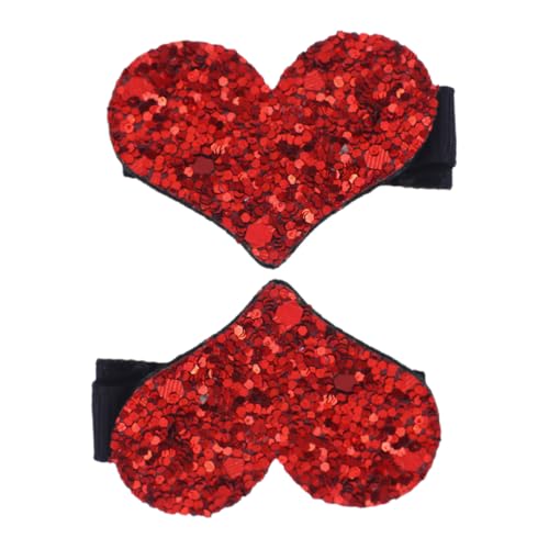 CLISPEED 2 Stück Teiliges Herz Haarklammern für Mädchen Glitzernde Haarclips für Besondere Anlässe für Feiertage und Partys Langlebig und Robust Auffälliges Design Rot von CLISPEED