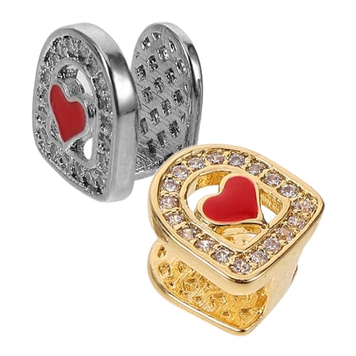 CLISPEED 2 Stück Teiliges Hip Hop Teeth Grills mit Emailliertem Herz Design Leichter Langlebiger Fake Zahnschmuck für Halloween Rapper Kostüm Bequemes Ergonomisches Tragegefühl Party und von CLISPEED
