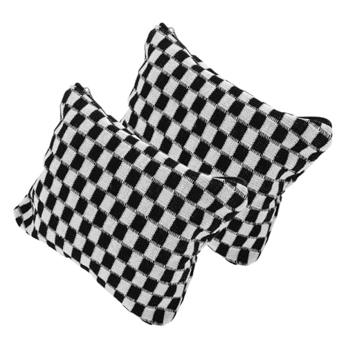 CLISPEED 2 Stück Teiliges Kariertes Kosmetiktaschen Strapazierfähigem Weichem Strickmaterial Große Kapazität Vielseitiger Make-up Organizer für Reisen Zuhause und Schule Schwarzes von CLISPEED