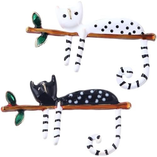 CLISPEED 2stücke Katzenanstecker Set Für Frauen Kleidung Schmuck Elegante Katzen Broschen Mit Sicherheitsnadel Für Hüte Jacken Party Weihnachten Geschenk von CLISPEED