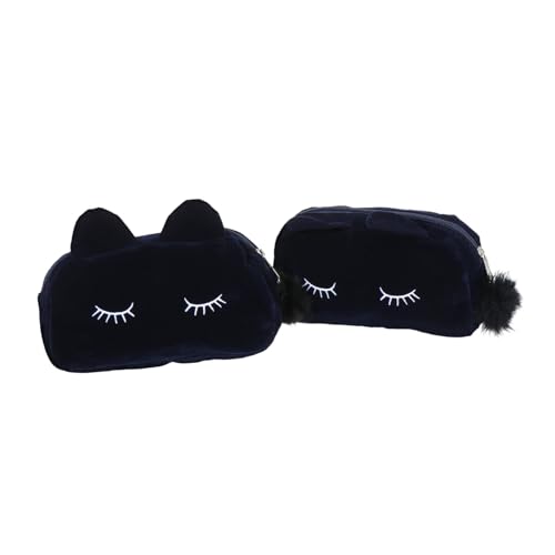 CLISPEED 2 Stück Teiliges Katzen Kosmetiktaschen Weiche Flockoptik Geräumige Reise und Aufbewahrungstaschen für Kosmetik und Stifte Tragbare Langlebige Schminktaschen für Damen und Mädchen von CLISPEED
