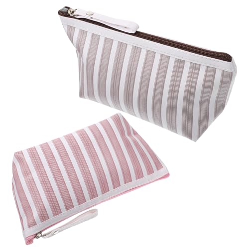 CLISPEED 2 Stück Teiliges Kosmetiktaschen Damen Gestreift Leichte Multifunktionale Make Up Tasche Reisen Kulturbeutel Pinsel Organizer Kompakt Praktisch für Outdoor und Tägliche von CLISPEED
