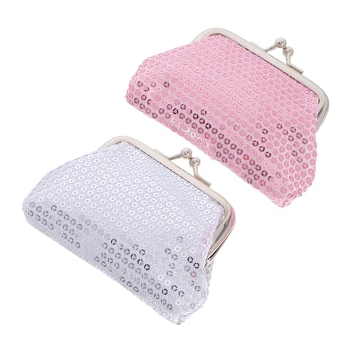 CLISPEED 2 Stück Teiliges Pailletten Münzgeldbörse Mini Sparkly Portemonnaies mit Kiss-Lock Verschluss Mädchen Glitzer Geldbeutel für Münzen Schmuck Kleine Spielzeuge Tragbar und von CLISPEED