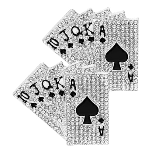 CLISPEED 2 Stück Teiliges Playing Card Brosche aus Langlebiger Legierung mit Funkelnden Strasssteinen Anstecknadeln für Damen und Herren Vielseitiger Kragen Clip für Pullover und Hemden von CLISPEED