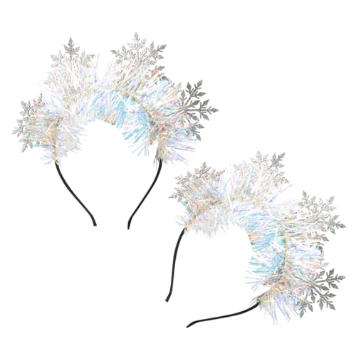 CLISPEED 2 Stück Teiliges Schneeflocken Haarreif Weihnachts Kopfschmuck Festliche Party Accessoires für Damen und Mädchen Xmas Headband mit Glitzer für Winterfeiern von CLISPEED