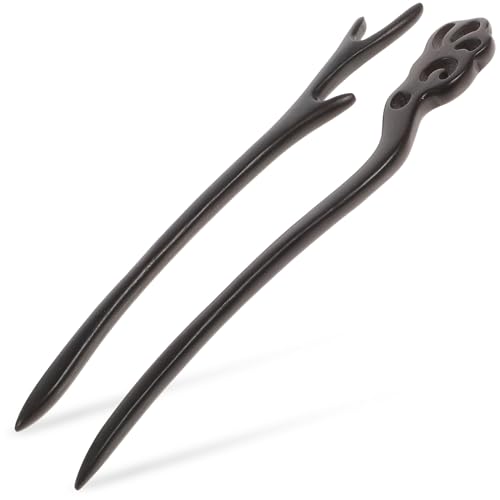 CLISPEED 2 Stück Teiliges Schwarze Ebenholz Haarschieber Retro Haarschmuck Damen Holz Haarnadeln für Lange Haare Hanfu Kopfschmuck Elegante Haarstäbe von CLISPEED
