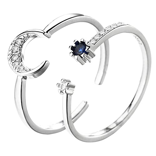 CLISPEED 2 Stück Teiliges Set Verstellbare Ringe für Frauen Mond und Stern Design Modeschmuck für Besondere Anlässe Wie Hochzeiten und Partys von CLISPEED