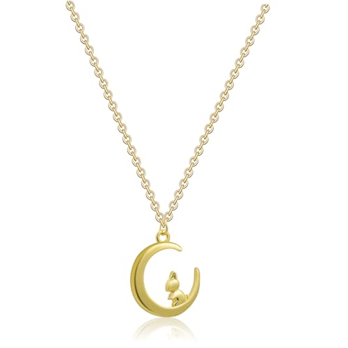 CLISPEED 2 Stück Teiliges Vintage Halsketten mit Verstellbarer Feiner Verarbeitung Langlebigem Rabbit und Moon Anhänger Modeschmuck für Mädchen Freundinnen Teenager von CLISPEED