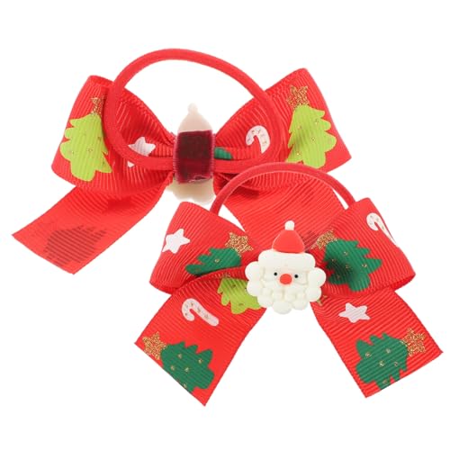 CLISPEED 2 Stück Teiliges Weihnachtliche Haargummis mit Süßen Schleifen Elastische Haartücher für Mädchen Festliche Haarbänder mit Weihnachtsmuster Geeignet für Partys und Alltag von CLISPEED