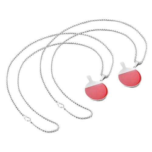 CLISPEED 2 Stück Titanstahl Halskette Herren Damen mit Tischtennis Schläger Anhänger Langlebig Einzigartiges Design Geschenkidee für Familie und Freunde Kettenlänge von CLISPEED