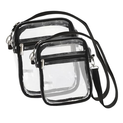 CLISPEED 2 Stück Transparente PVC Crossbody Tasche mit Verstellbarem Gurt Stadiongeprüfte Umhängetasche für Damen und Herren Durchsichtige Sport Konzerttasche mit Reißverschluss Sicher und von CLISPEED