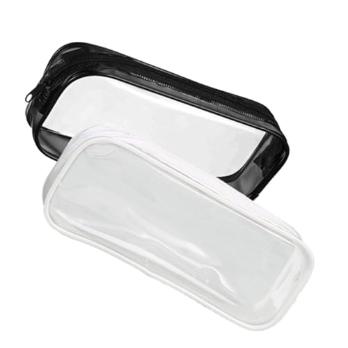 CLISPEED 2 Stück Transparente PVC Stifttaschen Teiliges Wasserfest Praktisches Reißverschluss Mäppchen Portable Schreibwaren Taschen für Zuhause und Reisen von CLISPEED