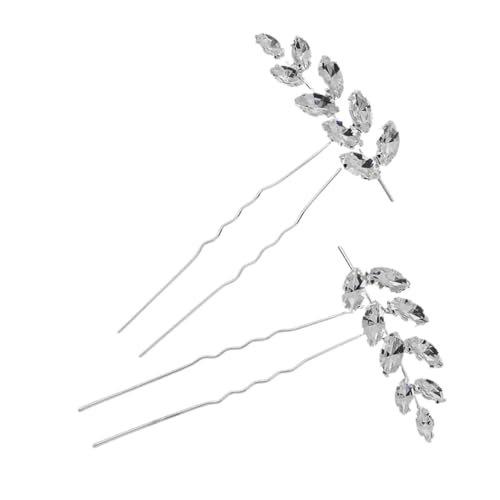 CLISPEED 2 Stück U Förmige Haarnadel mit Strasssteinen Stilvolles Haarschmuck für Frauen Geeignet für Hochzeiten Partys und Besondere Anlässe Teiliges Silbernes Haarfork Design von CLISPEED