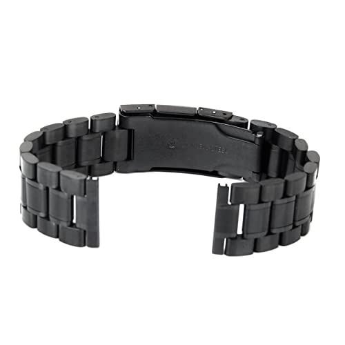 CLISPEED 2 Stück Uhrenarmband mit Geradem Ansatz Glieder Schwarzes Edelstahlband Faltschließe mit Druckknopf Stark Langlebiges Design von CLISPEED
