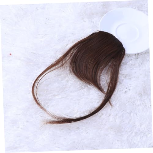 CLISPEED 2 Stück Ultraleichte Handgewebte Air Fringe Haarteile mit Verstellbaren Clips Natürlicher Look Komfortabel und Atmungsaktiv Geeignet für Frauen und Mädchen Hellbraun von CLISPEED